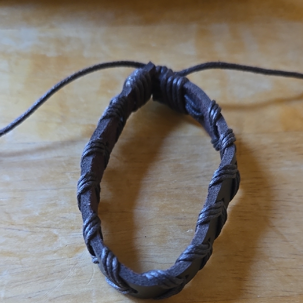 Unisex Brown Leather Adjustable Braided Bracelet